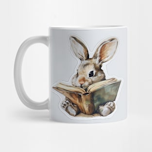 Cute rabbit reading book retro children illustration Mug